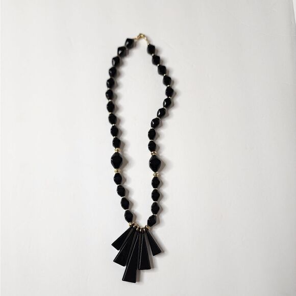Vintage Napier chunky Black and Gold lucite necklace - Picture 6 of 11